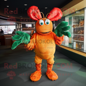 Olive Lobster Bisque mascot costume character dressed with a Bodysuit and Clutch bags