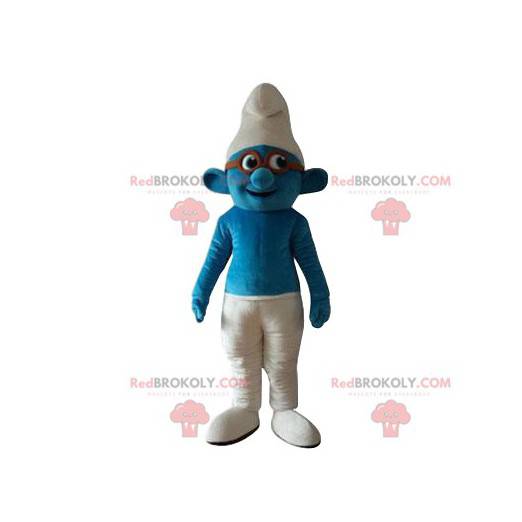 Mascote Smurf com óculos - Redbrokoly.com