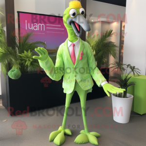 Lime Green Flamingo maskot...