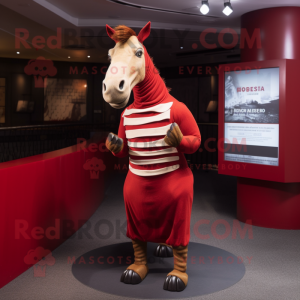 Red Quagga mascot costume character dressed with a Empire Waist Dress and Cufflinks