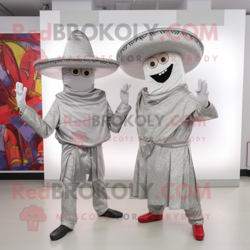 Silver Fajitas mascot costume character dressed with a Trousers and Hats Silver Fajitas mascot costume character dressed with a Trousers and Hats