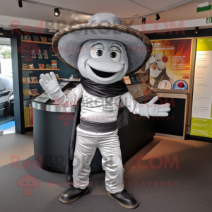 Silver Fajitas mascot costume character dressed with a Trousers and Hats