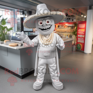 Silver Fajitas mascot costume character dressed with a Trousers and Hats