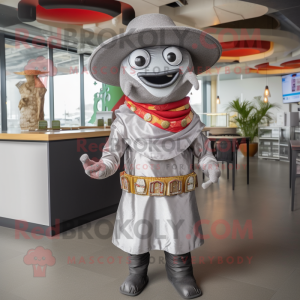 Silver Fajitas mascot costume character dressed with a Trousers and Hats