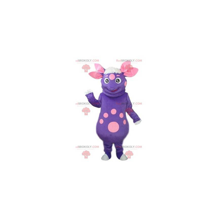 Purple and pink alien mascot with four ears - Redbrokoly.com