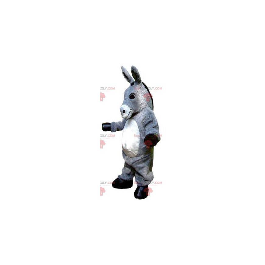Mascote gigante de burro cinza e branco - Redbrokoly.com