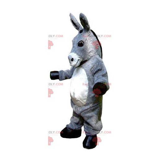 Mascote gigante de burro cinza e branco - Redbrokoly.com