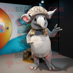 Grå Armadillo maskot drakt...