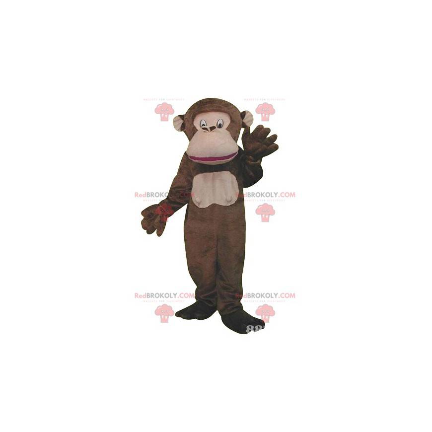 Mascotte de singe marron très amusant - Redbrokoly.com