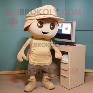 Beige Computer mascotte...