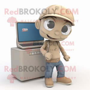 Beige Computer mascotte...