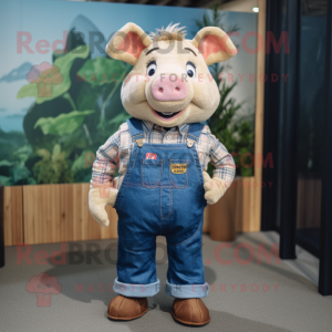 Tan Pig maskot kostume...