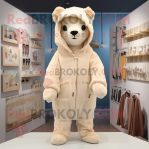 Beige Alpaca maskot kostume...