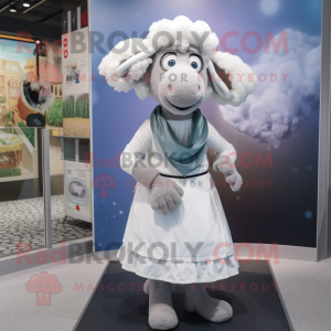 Silver Sheep maskot kostym...