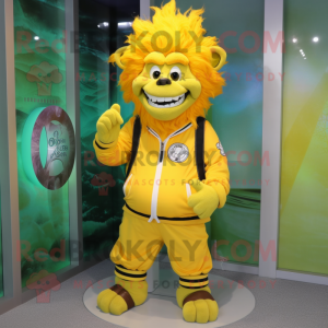 Yellow Ogre maskot kostym...