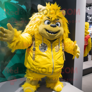 Yellow Ogre maskot kostume...