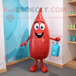 Cyan Bottle Of Ketchup mascot costume character dressed with a Playsuit and Tote bags