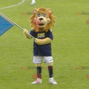 Brun løve maskot i sportstøj