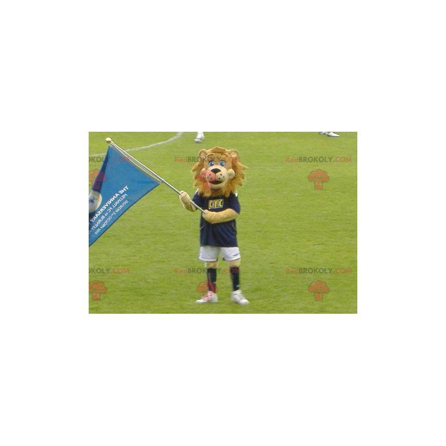 Brown lion mascot in sportswear - Redbrokoly.com