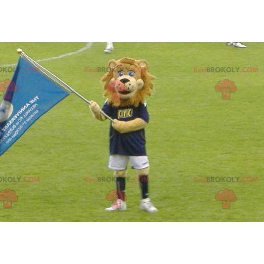 Mascota del león marrón en ropa deportiva - Redbrokoly.com