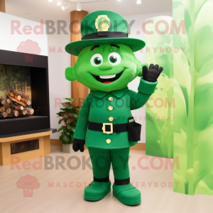 Forest Green Fire Fighter mascot costume character dressed with a A-Line Skirt and Gloves