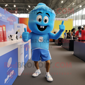 Sky Blue Pad Thai mascot costume character dressed with a Running Shorts and Earrings