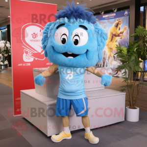 Sky Blue Pad Thai mascot costume character dressed with a Running Shorts and Earrings