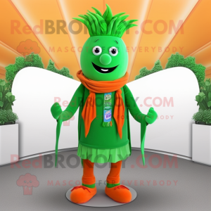 Green Carrot mascot costume character dressed with a Polo Tee and Shawl pins