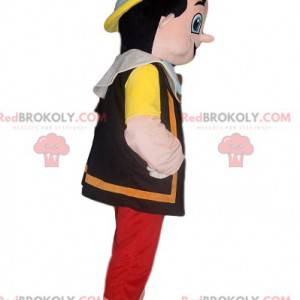 Fröhliches Pinocchio-Maskottchen mit gelbem Hut - Redbrokoly.com