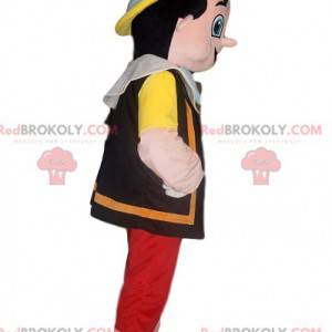 Glad Pinocchio maskot med en gul hatt - Redbrokoly.com