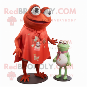 Rust Frog mascot costume character dressed with a Shift Dress and Wraps