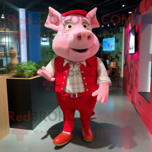 Red Pig mascotte kostuum...