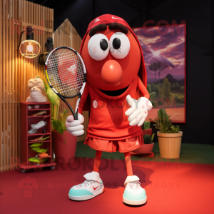 Rød tennisketcher maskot...