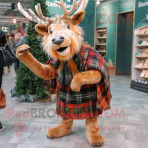 nan Irish Elk mascot costume character dressed with a Flannel Shirt and Coin purses