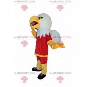 Steinadler-Maskottchen mit roter Sportbekleidung -