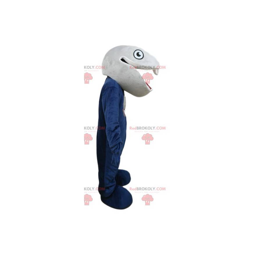 Mascotte de serpent gris et bleu. Costume de serpent gris -