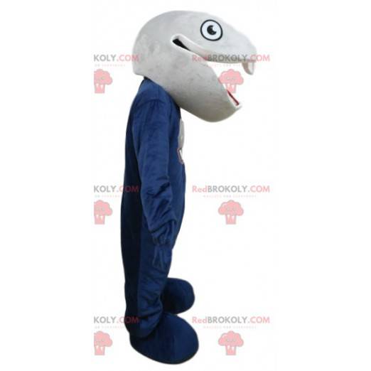 Mascotte de serpent gris et bleu. Costume de serpent gris -