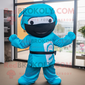 Turkos Ninja maskot kostym...