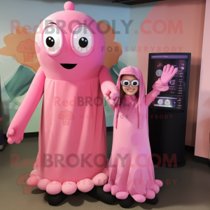 Pink Squid maskot kostume...