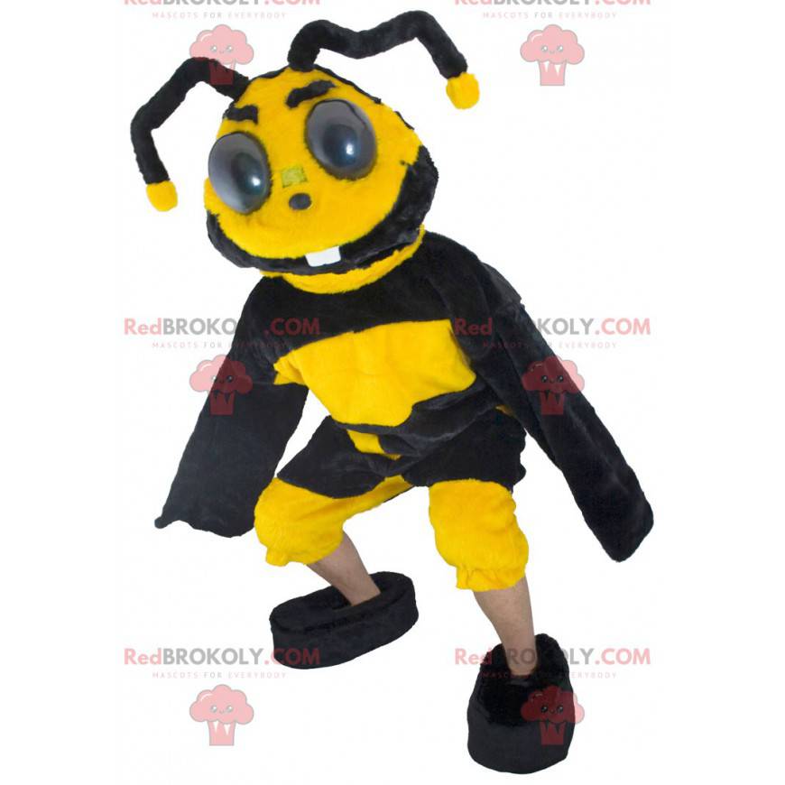 Mascote da abelha vespa amarela e preta - Redbrokoly.com