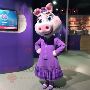 Purple Pig mascotte kostuum...