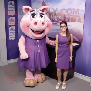 Postava maskota Purple Pig...