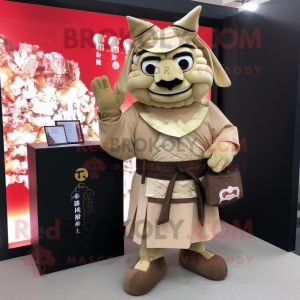 Beige Samurai maskot drakt...