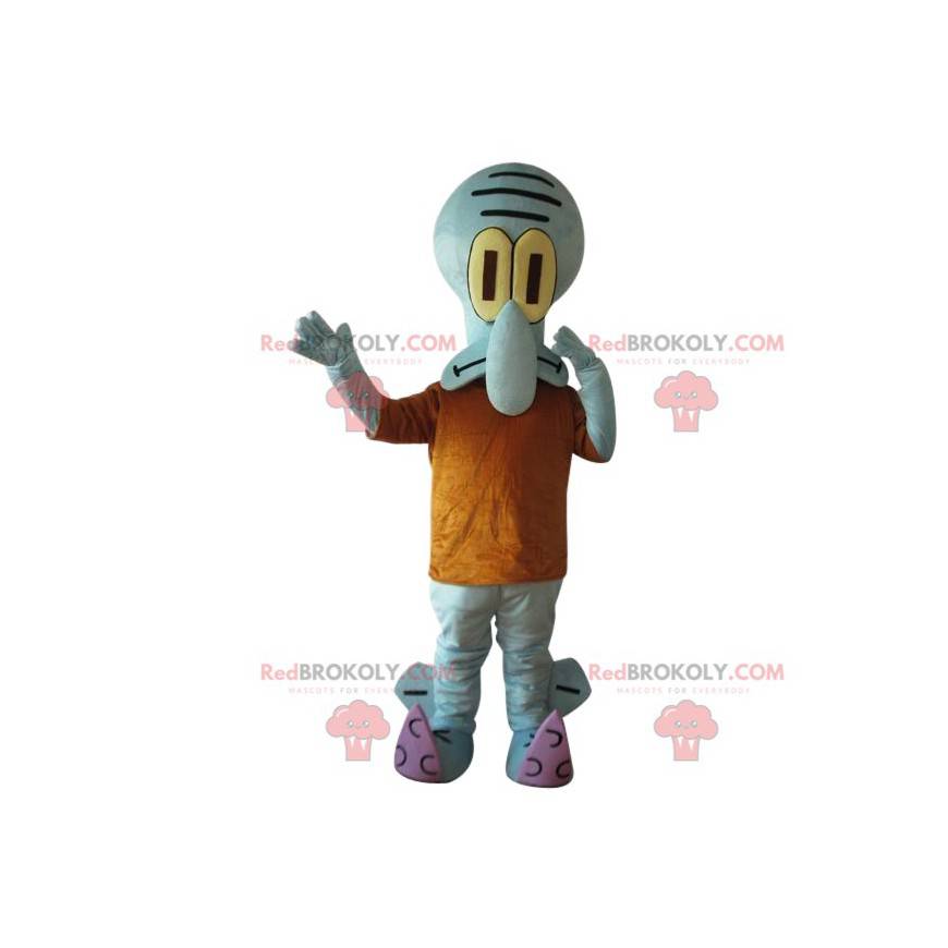 Mascote Carlo Tentacle com uma camiseta laranja, SpongeBob Mascote Carlo Tentacle com uma camiseta laranja, SpongeBob