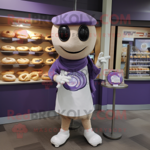 Lavender Bagels mascot costume character dressed with a Shorts and Necklaces