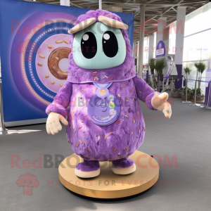 Lavender Bagels mascot costume character dressed with a Shorts and Necklaces