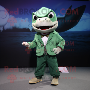 Green Shark maskot kostym...