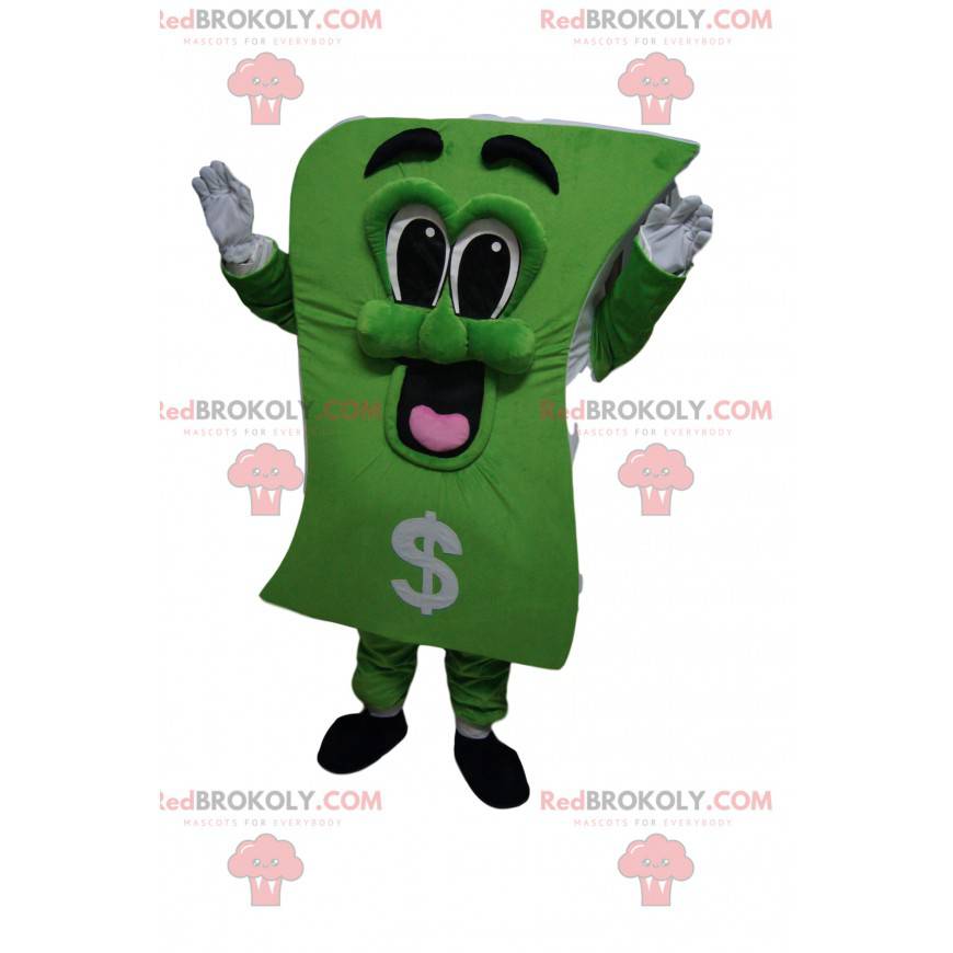 Mascota de billetes muy juguetona. Traje de billetes - Mascota de billetes muy juguetona. Traje de billetes -