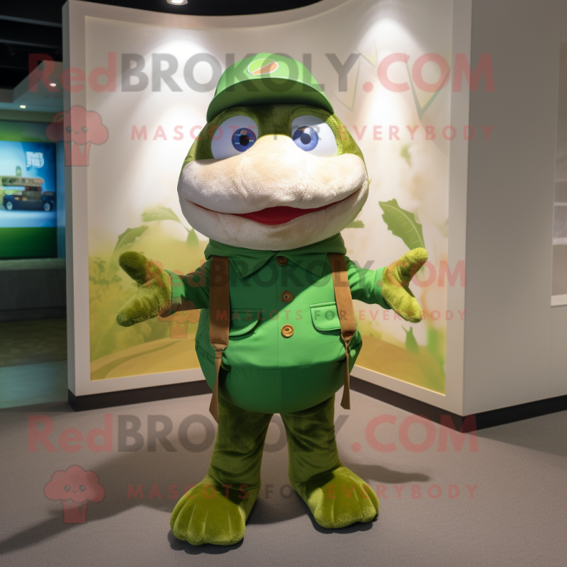 nan Frog mascot costume character dressed with a Polo Shirt and Mittens