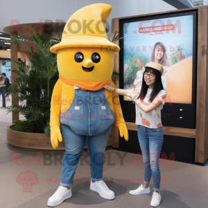 nan Mango mascot costume character dressed with a Bootcut Jeans and Watches